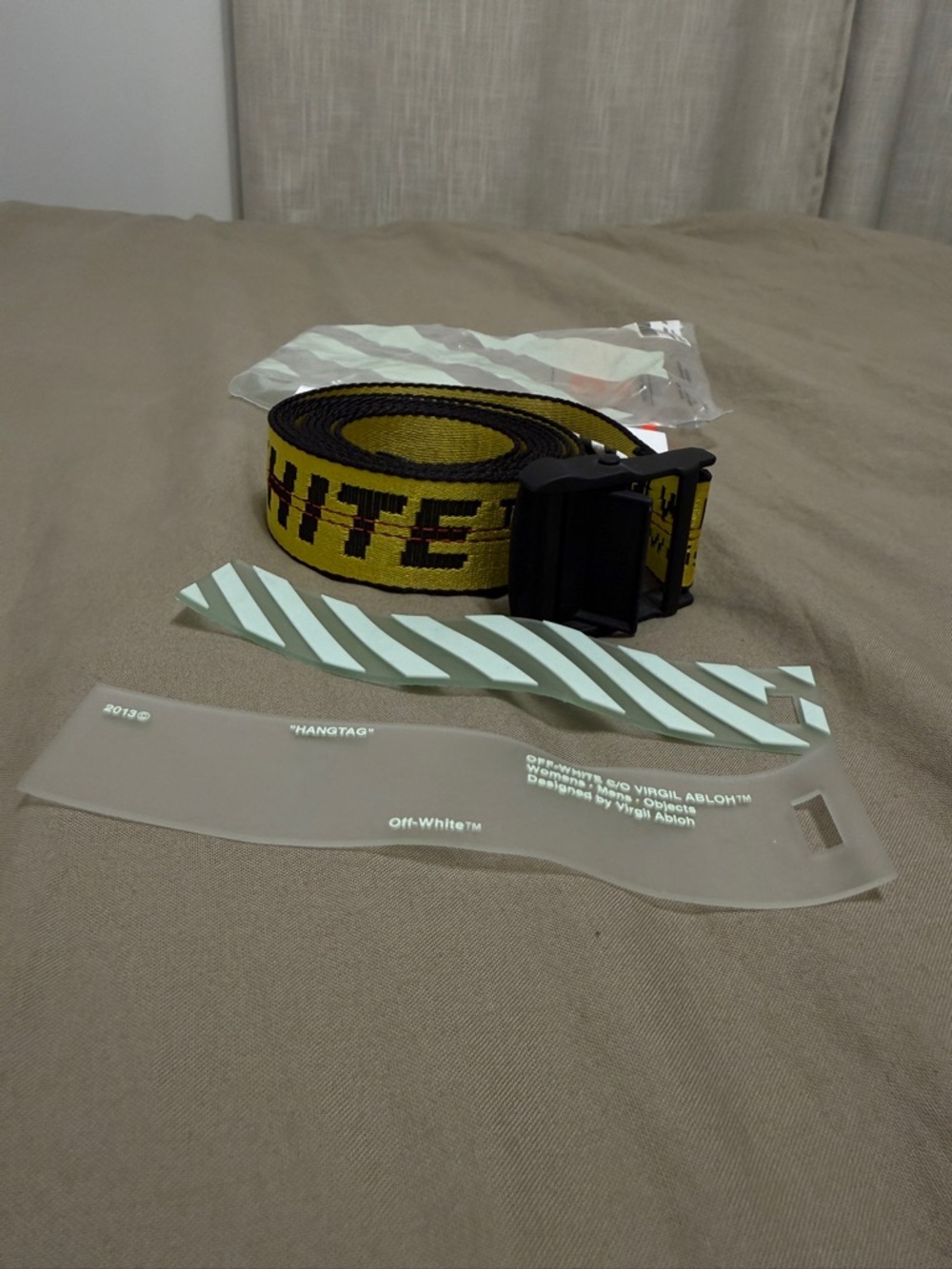 Off-White Yellow Industrial Web Belt with Black Buckle